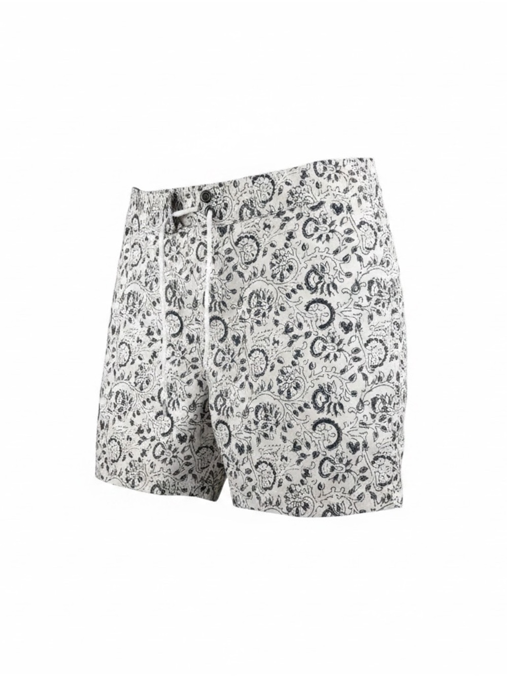 Banana Republic Cream and Black Paisley Men’s Hybrid Swim Shorts